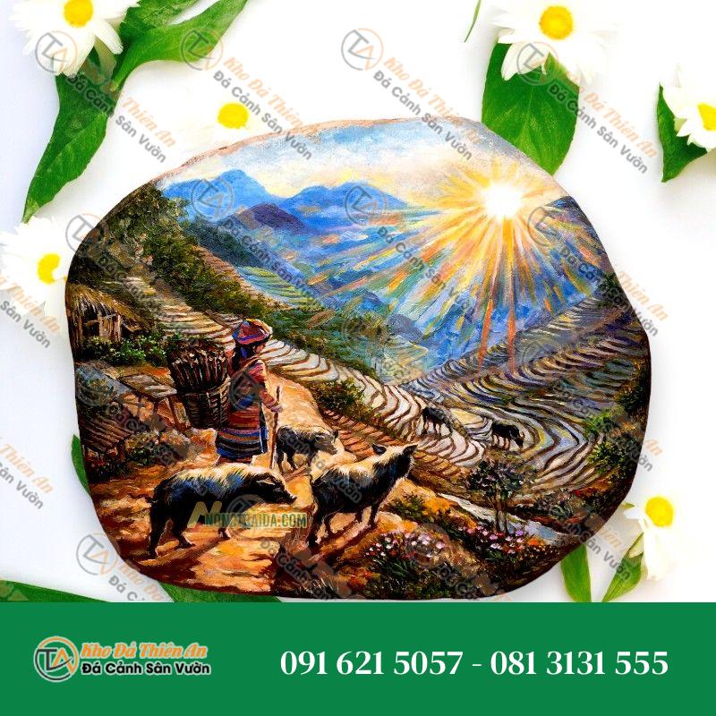 Tranh đá cuội đẹp 27x12cm