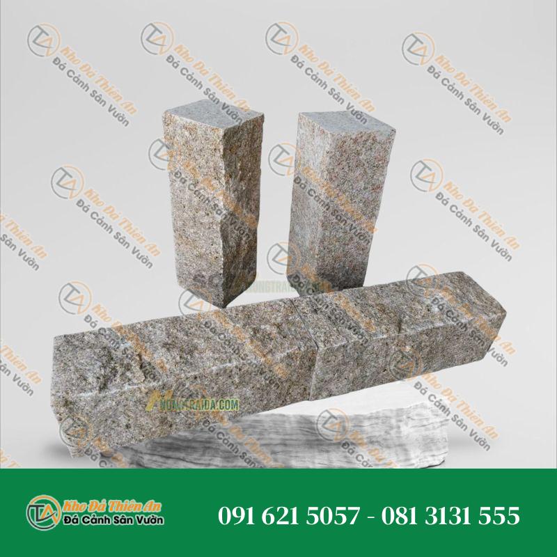Trụ đá granite trắng muối tiêu chẻ tay 100cm