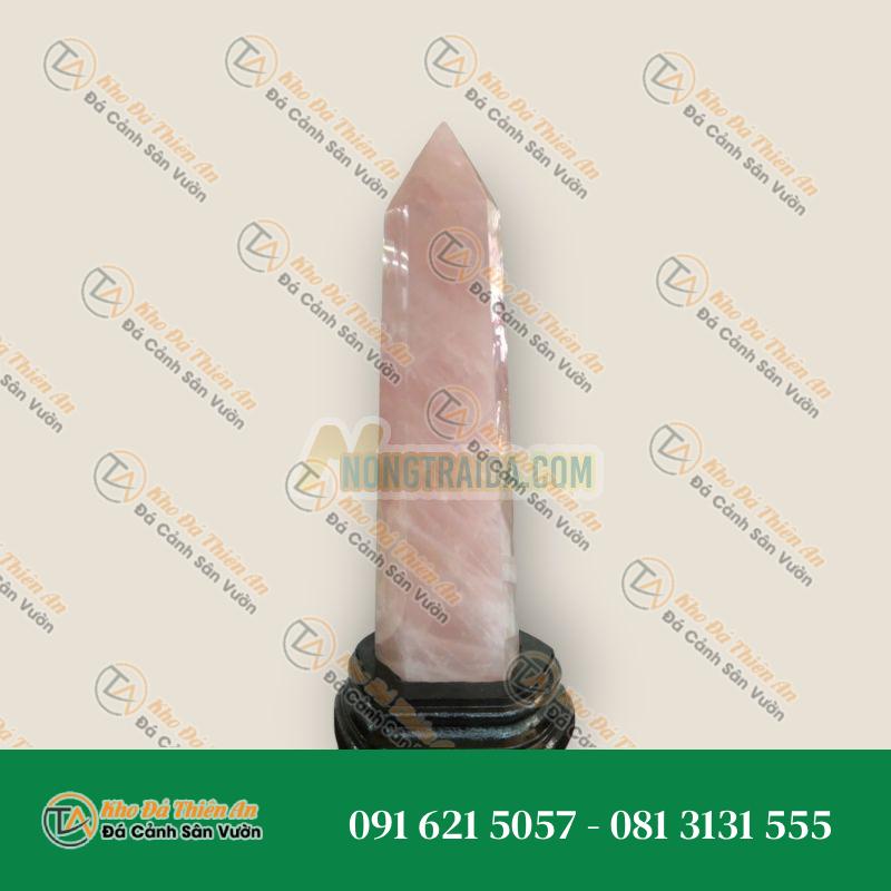 Trụ đá phong thủy trấn thạch đá thạch anh hồng – Nặng 1,1 kg