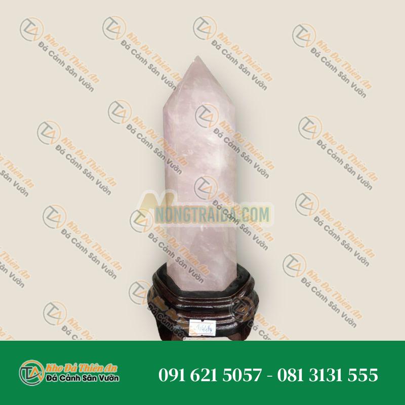 Trụ đá phong thủy trấn thạch đá thạch anh hồng – Nặng 1,44 kg