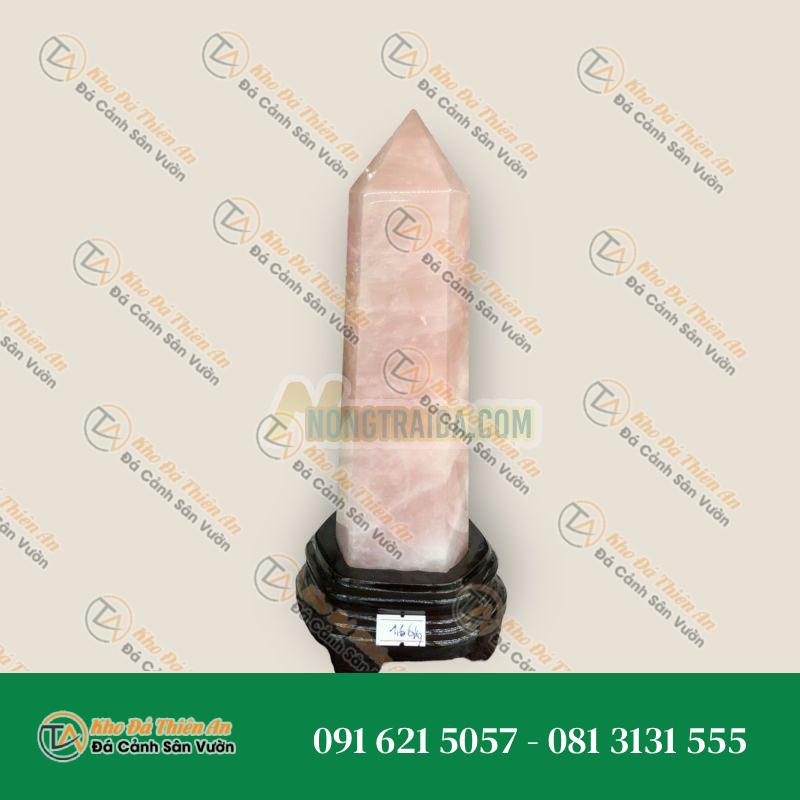 Trụ đá phong thủy trấn thạch đá thạch anh hồng – Nặng 1,66 kg