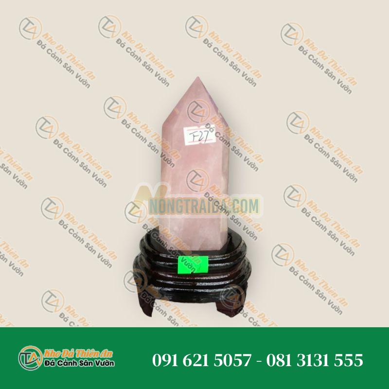 Trụ đá phong thủy trấn thạch đá thạch anh hồng – Nặng 760g