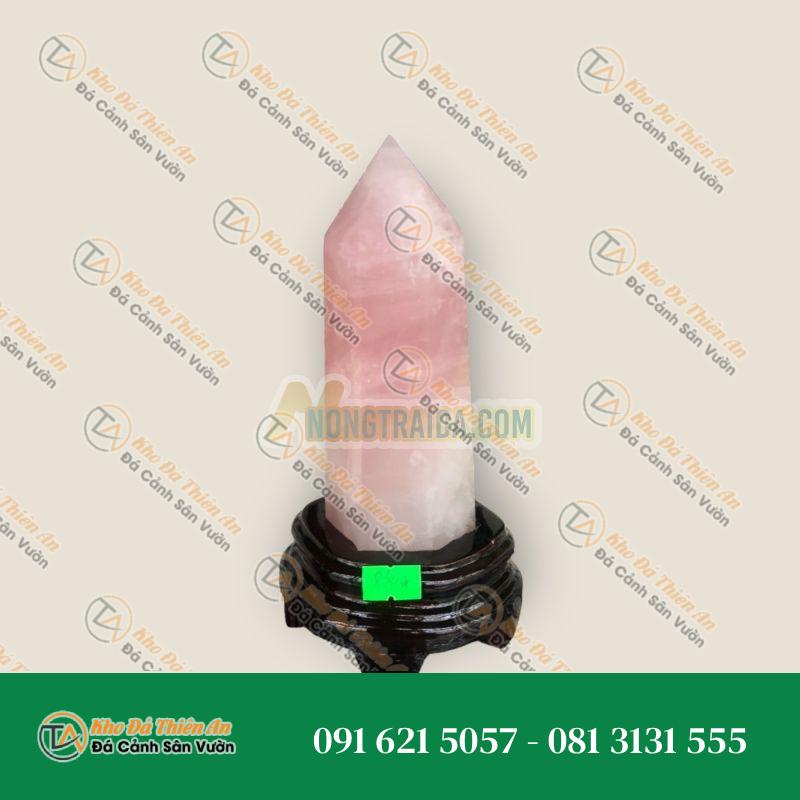 Trụ đá phong thủy trấn thạch đá thạch anh hồng – Nặng 830g