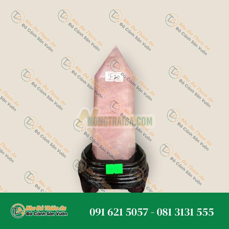 Trụ đá phong thủy trấn thạch đá thạch anh hồng – Nặng 940g