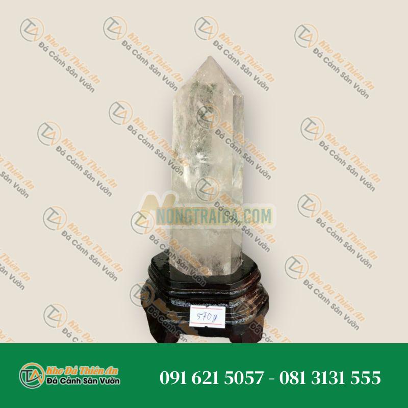 Trụ đá phong thủy trấn thạch đá thạch anh trắng trong – Nặng 480g, 520g, 560g và 570g