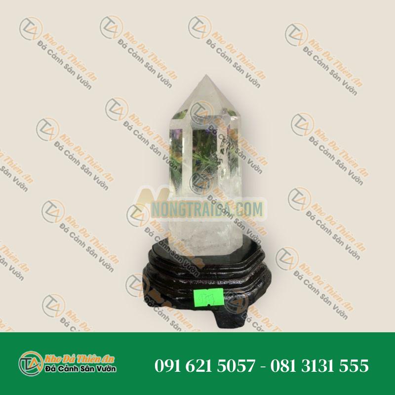 Trụ đá phong thủy trấn thạch đá thạch anh trắng trong – Nặng 970g