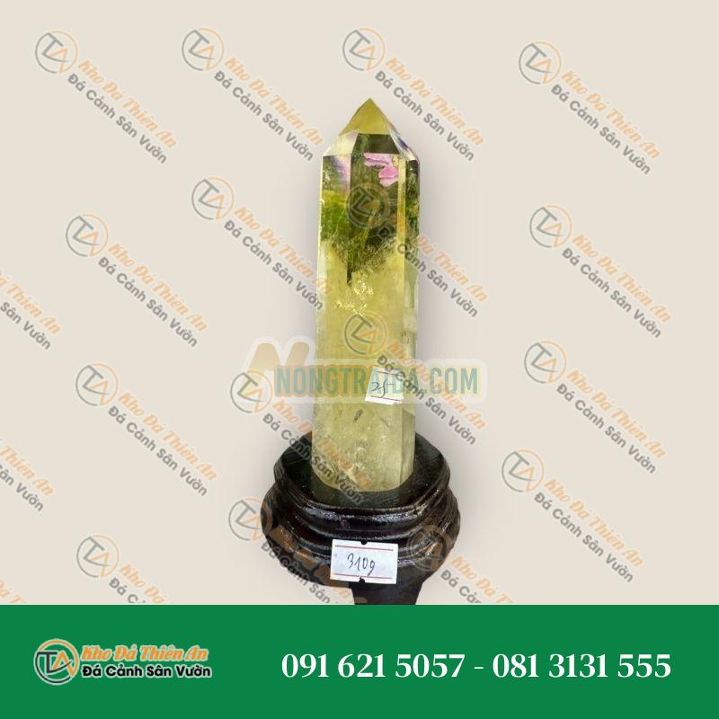 Trụ đá phong thủy trấn thạch đá thạch anh vàng citrine