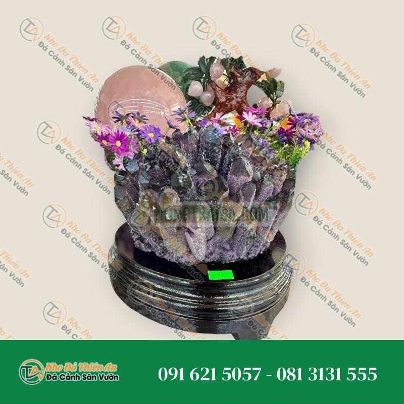 Trụ đá phong thủy trấn thạch Tinh thể thạch anh tím