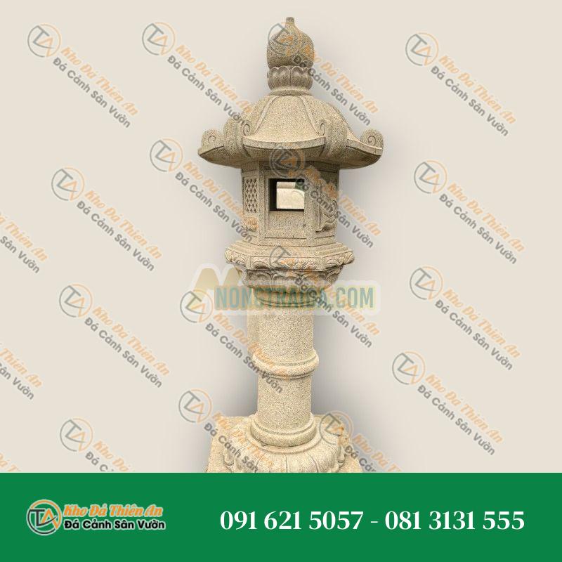 Trụ đèn đá trắng granite, mái Nhật