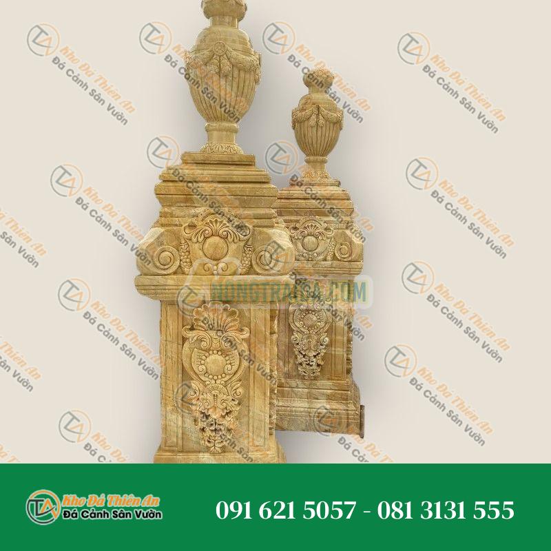 Trụ lan can biệt thự, lâu đài đá cẩm thạch vàng 1.6m