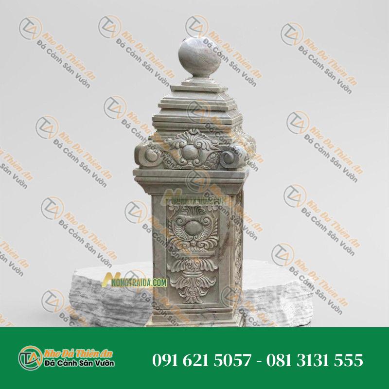 Trụ lan can đá cẩm thạch kem 120cm