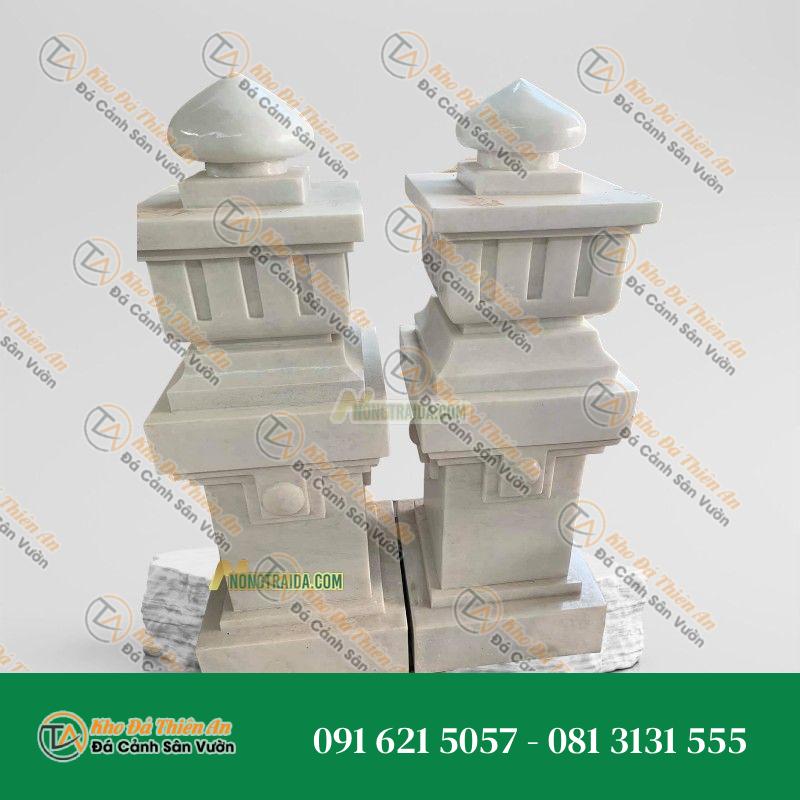 Trụ lan can đá cẩm thạch trắng xám 110cm