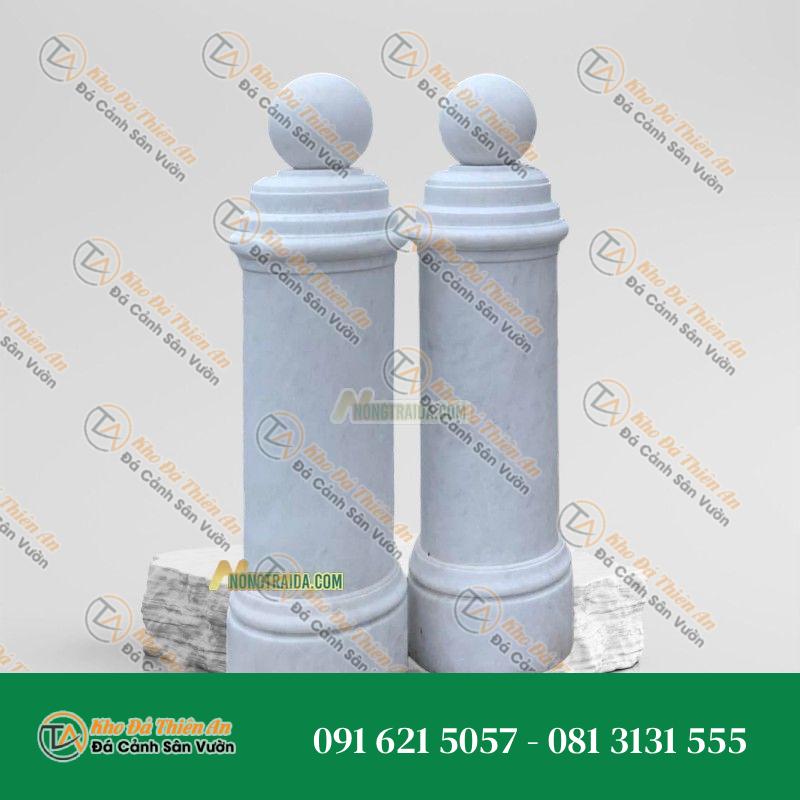 Trụ lan can đá điêu khắc trắng 73cm