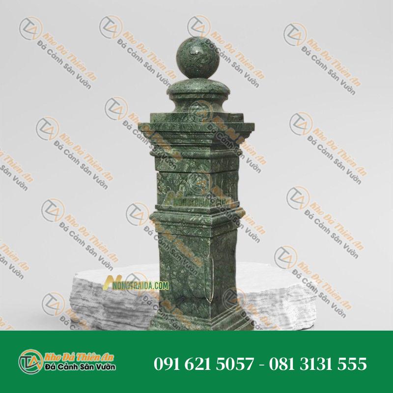 Trụ lan can đá xanh cốm điêu khắc 110cm