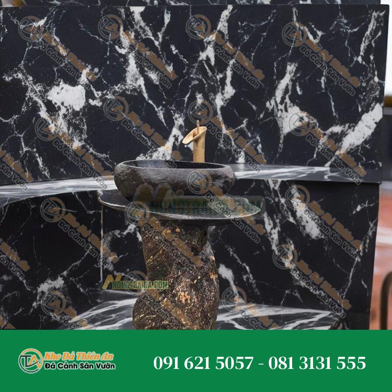 Trụ lavabo đá cuội đen