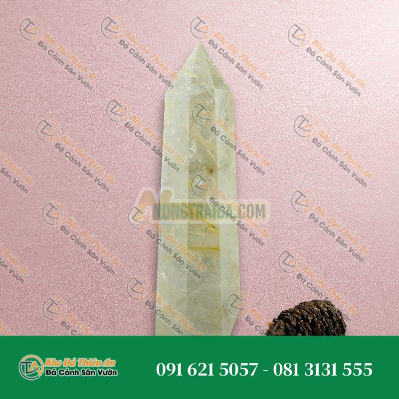 Trụ thạch anh tóc vàng 10cm 85gr
