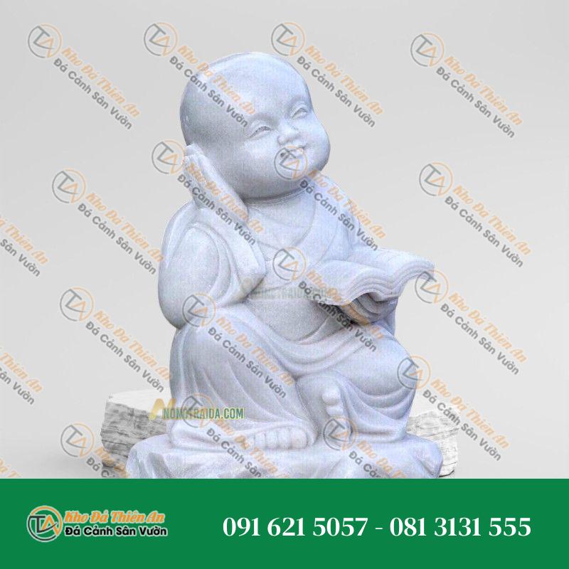 Tượng Chú Tiểu Bằng Đá Đọc Sách 60cm
