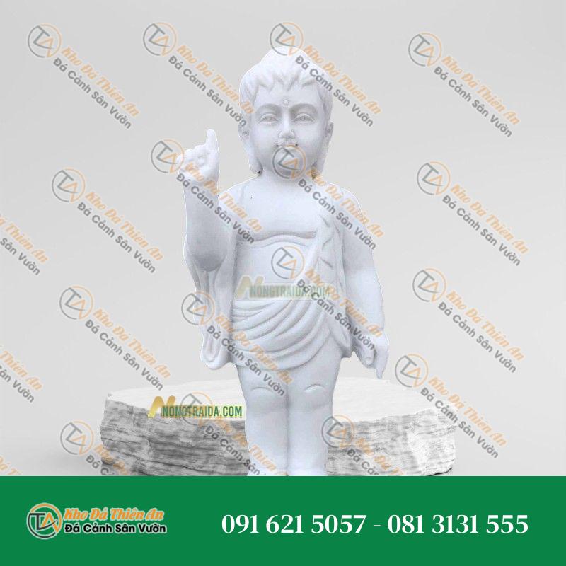 Tượng Đản Sanh Bằng Đá Trắng Non Nước 85cm