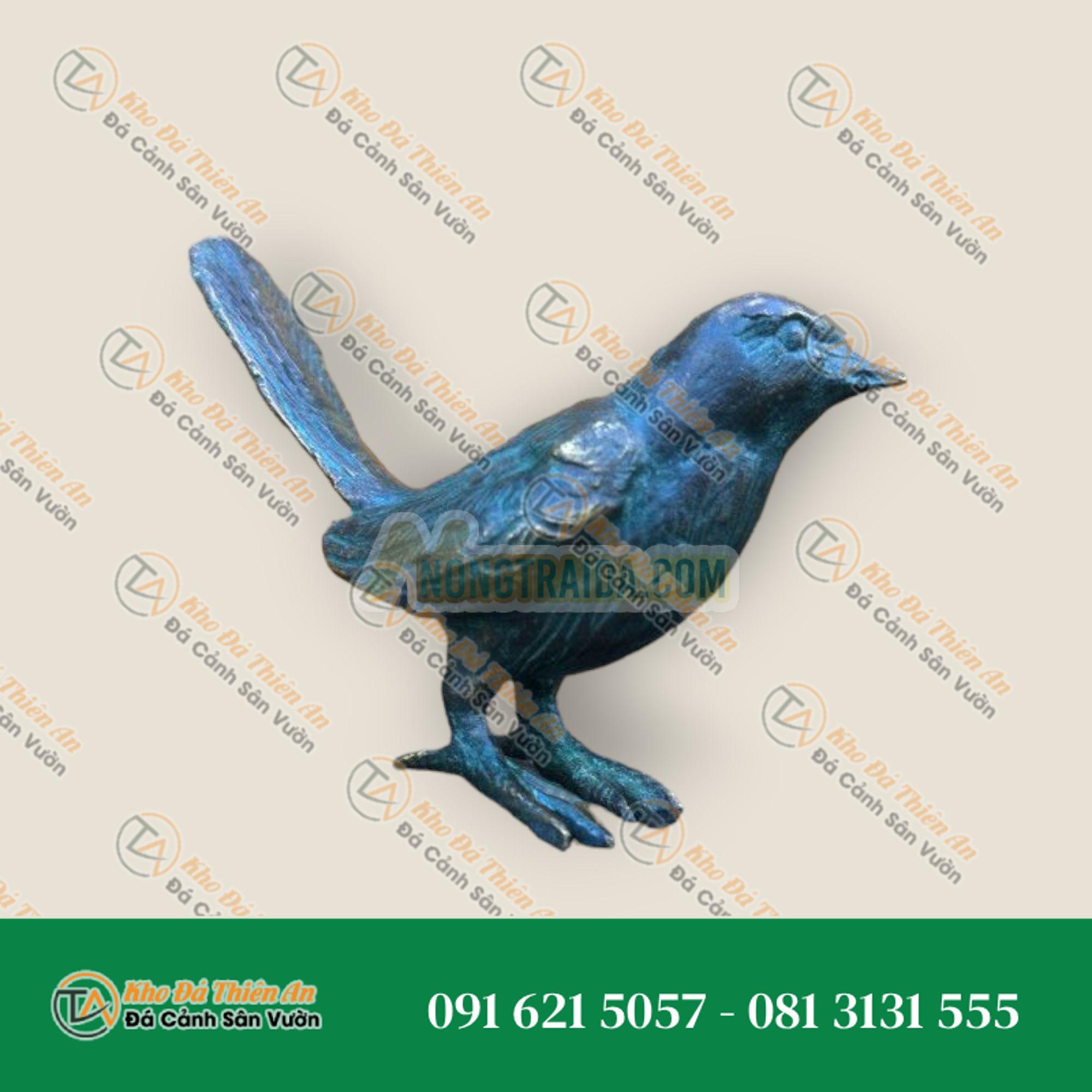 Tượng đồng chim hót trên đá bazan
