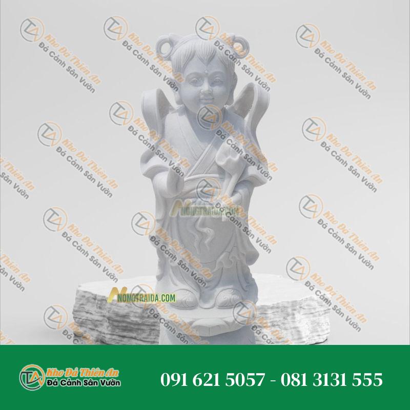 Tượng Ngọc Nữ Đá Trắng Lục Yên 87cm