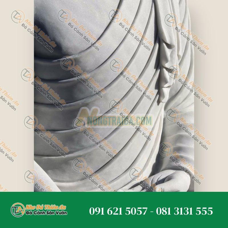 Tượng phật Bhumisparsha chạm đất màu trắng bằng đá trắng hoàn hảo cho vườn 130cm