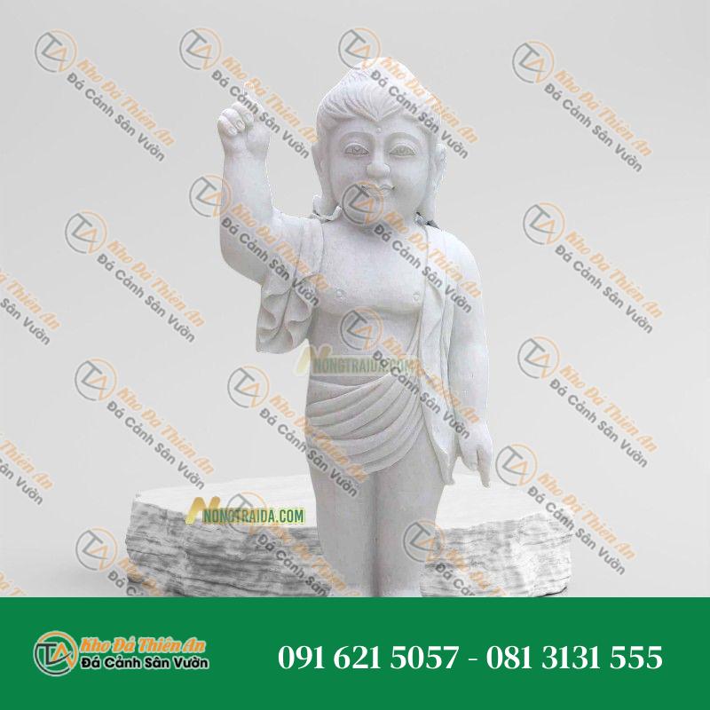 Tượng Phật Đản Sanh Mini Bằng Đá Trắng Nghệ An 83cm