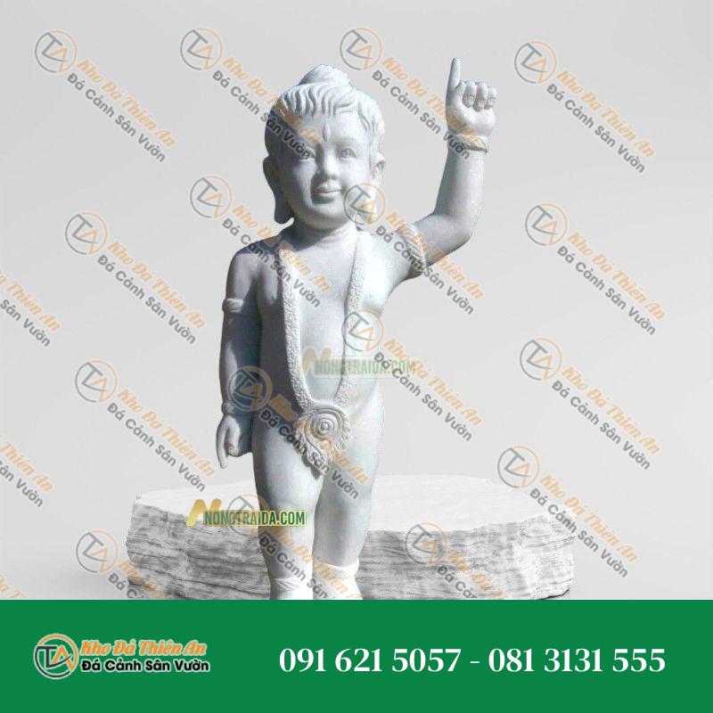 Tượng Phật Đản Sanh Nhỏ Bằng Đá Cẩm Thạch Trắng Xanh 90cm