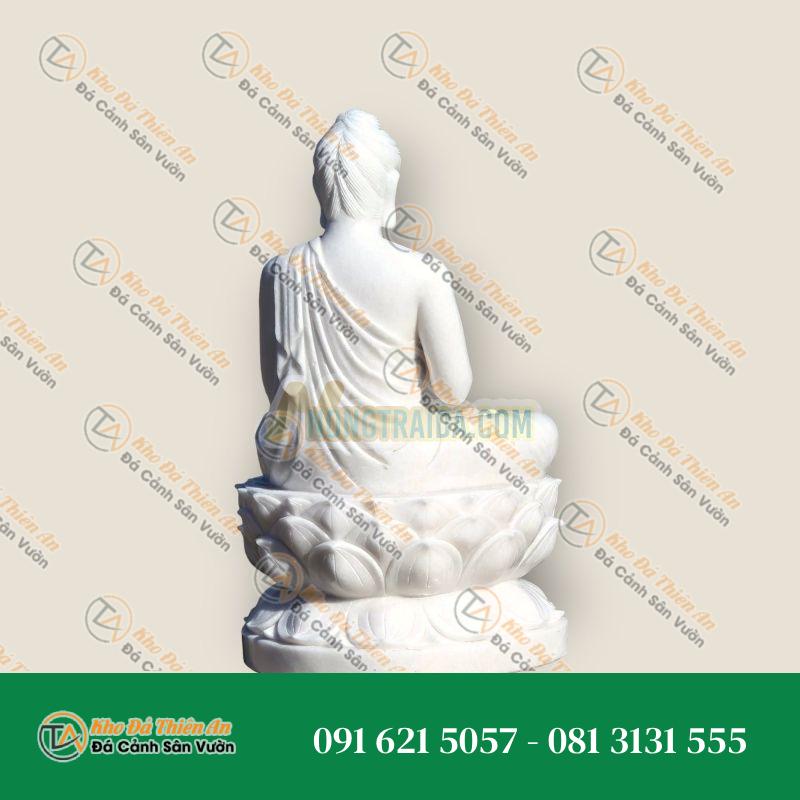 Tượng Phật đứng bằng đá trắng trong vườn với tư thế Anjali Mudra hoặc tay Namaste 125cm