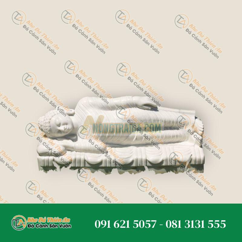 Tượng Phật nằm, ngủ, sắp qua cõi Niết bàn, được điêu khắc từ đá trắng, lúc Ngài chìm vào Niết bàn 56cm