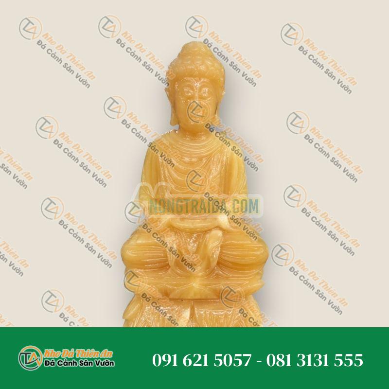 Tượng Phật Thích Ca Mâu Ni ngồi đài sen đá ngọc hoàng long – Cao 20cm