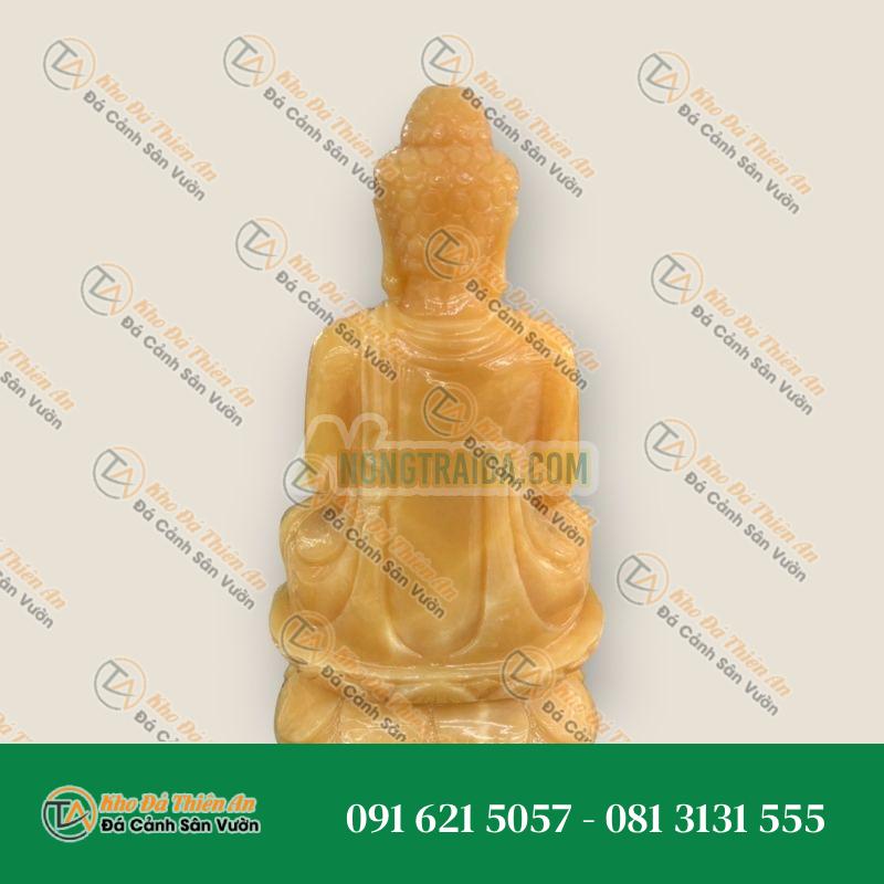 Tượng Phật Thích Ca Mâu Ni ngồi đài sen đá ngọc hoàng long – Cao 30cm