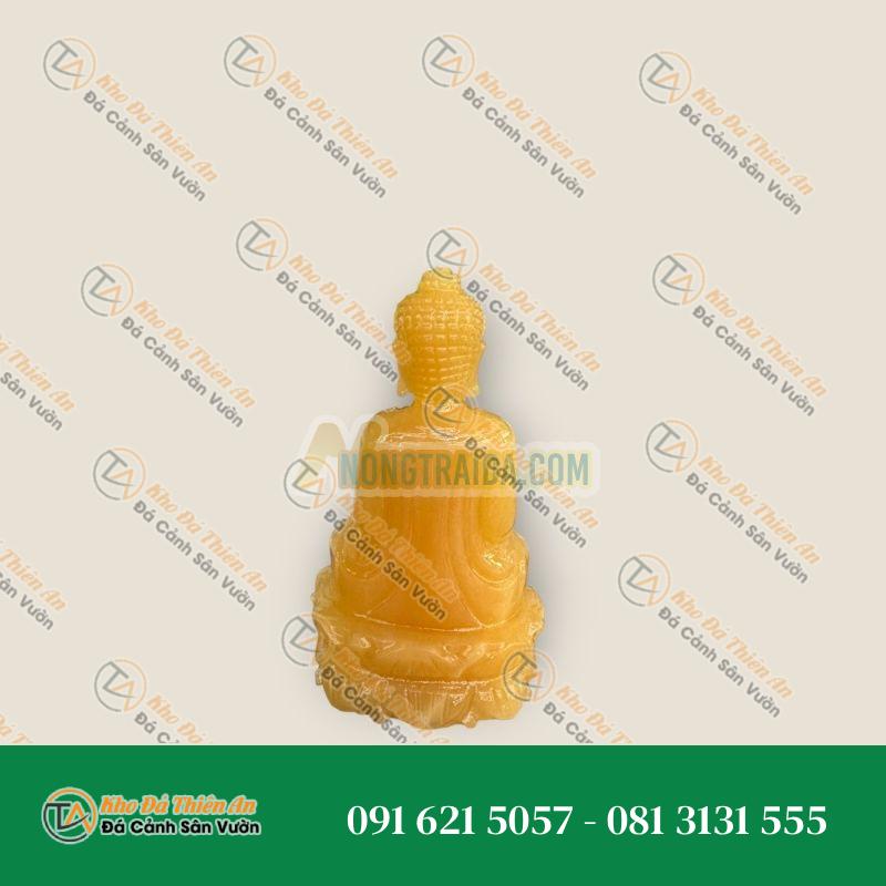 Tượng Phật Thích Ca Mâu Ni ngồi đài sen đá ngọc hoàng long để bàn làm việc, taplo xe ô tô