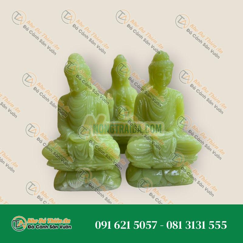 Tượng Phật Thích Ca Mâu Ni ngồi đài sen đá ngọc Onyx – Cao 30cm