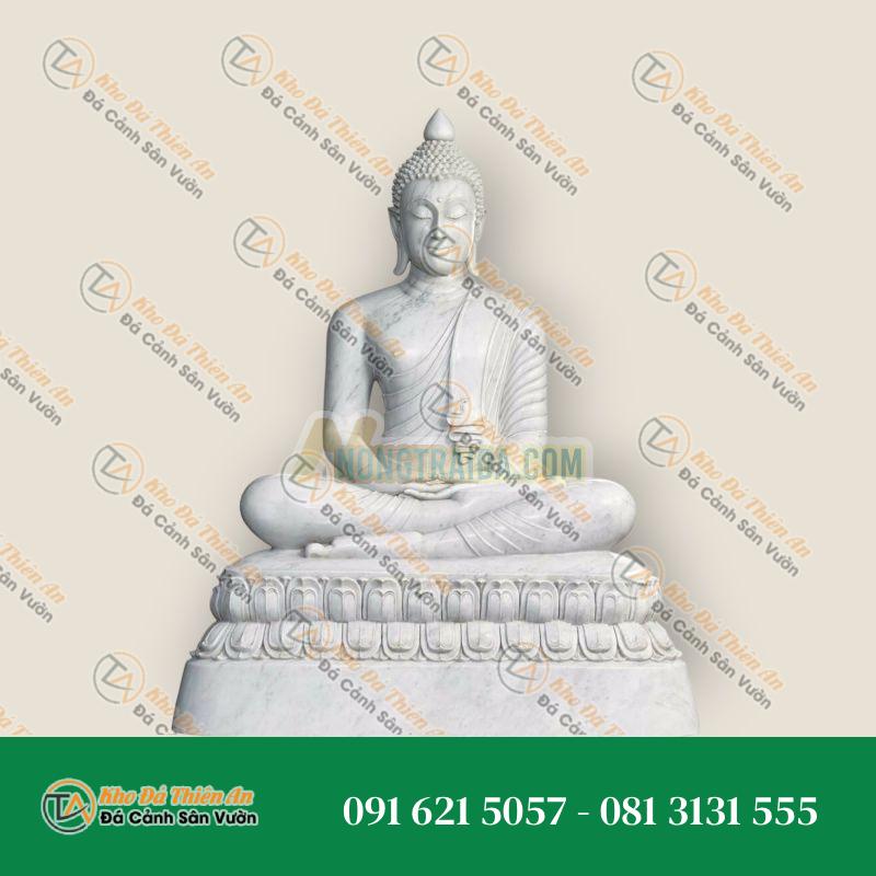 Tượng Phật Thiền định bằng đá cẩm thạch trắng