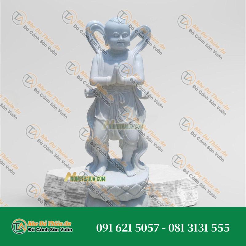 Tượng Tiểu Đồng Tử Đá Trắng Yên Bái 85cm