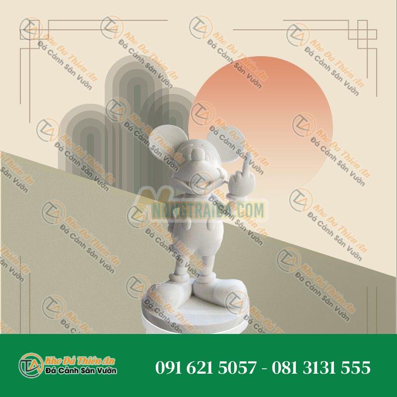 2 Chuột Mickey Bằng Đá Cẩm Thạch Trắng – Tượng Nghệ Thuật Độc Đáo