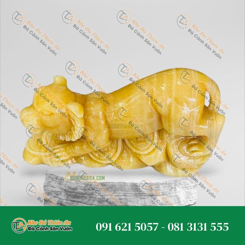 Tượng Con Giáp Dần Đá Vàng Onyx – Phong Thủy Tượng Trưng May Mắn