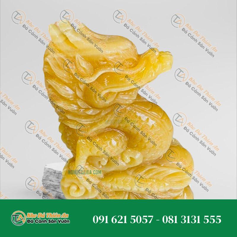 Tượng Rồng Đá Vàng Onyx – Phong Thủy 12 Con Giáp