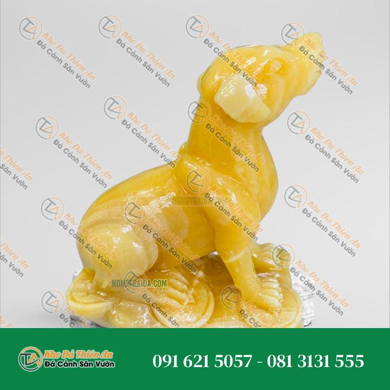 Tượng 12 Con Giáp (Tuất) Đá Vàng Onyx – Biểu Tượng Phong Thủy May Mắn
