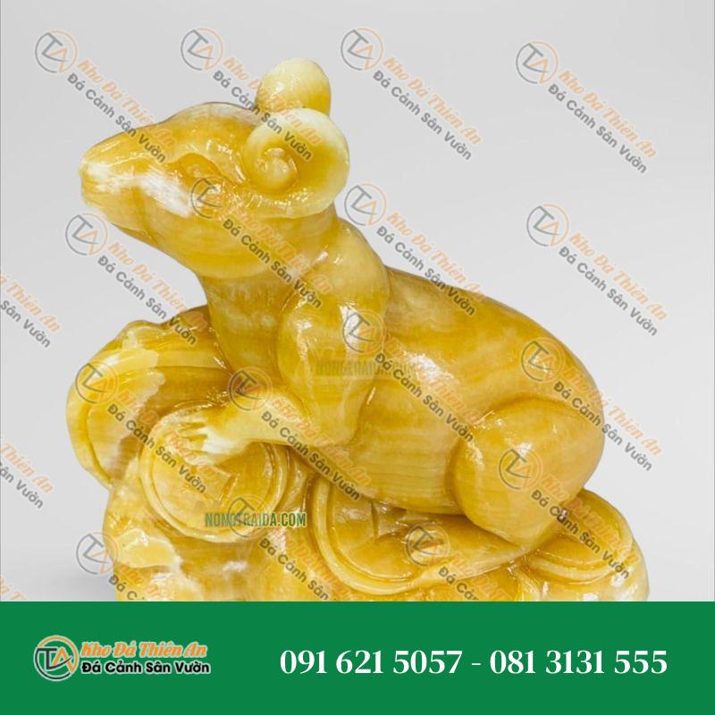 Tượng Đá 12 Con Giáp (Tý) Đá Vàng Onyx – Phong Thủy Chiêu Tài Lộc