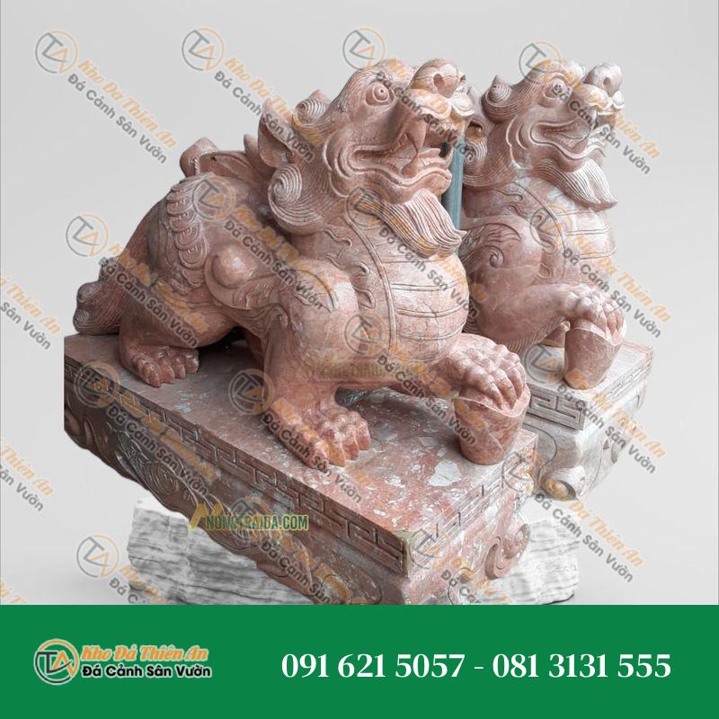 Tỳ Hưu Đá Cẩm Thạch Hồng Hoà Bình 90cm | Phong Thủy Tài Lộc và Bảo Vệ