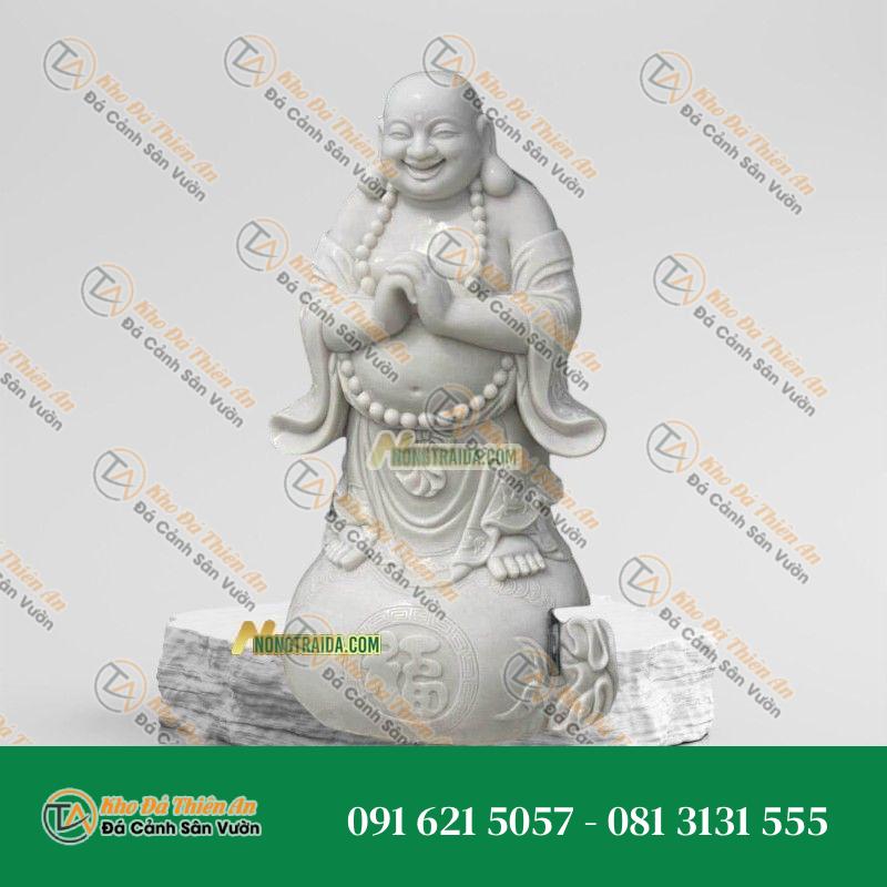 Tượng Phật Di Lặc Đứng Đá Trắng Non Nước 102cm – May Mắn, Hạnh Phúc – Khodathienan.com