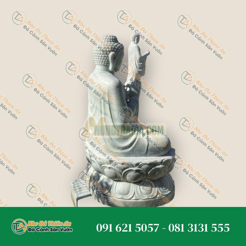 Đặt Trước Tượng Phật Dharmachakra Mudra Bằng Đá Trắng – Cao 210cm