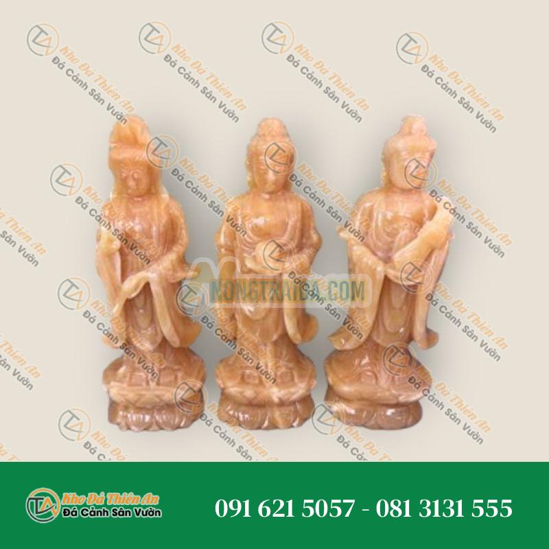 Bộ 3 Tượng Tam Thế Phật Tây Phương – Đá Ngọc Hoàng Long – Cao 30cm