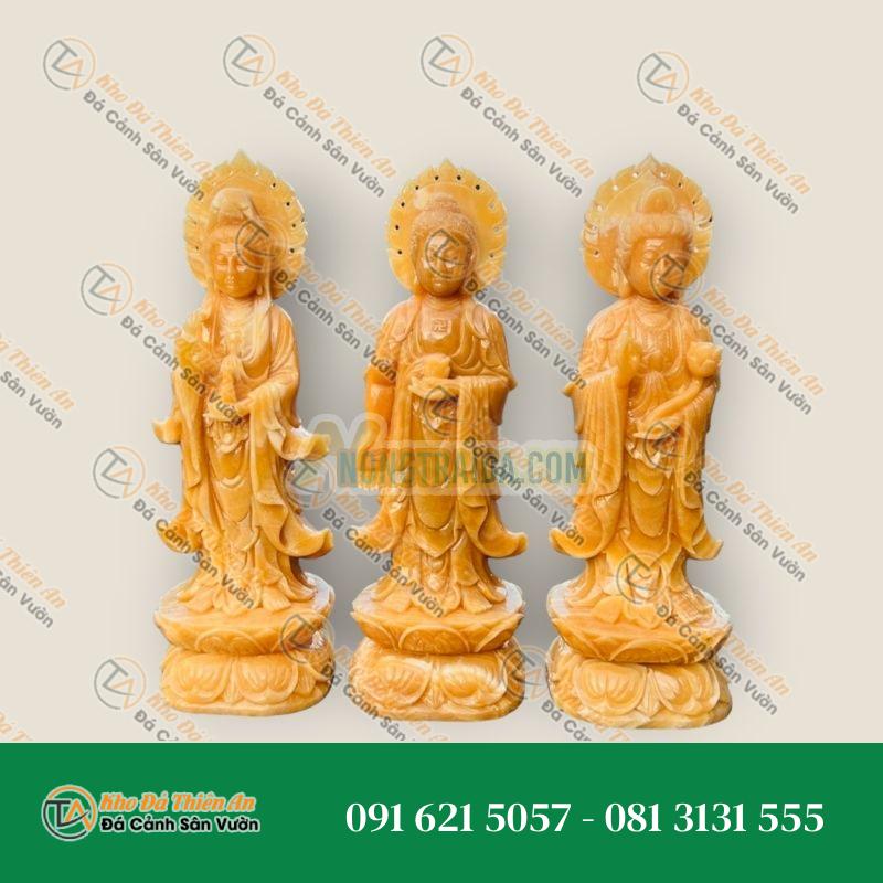 Bộ 3 Tượng Tam Thế Phật Tây Phương Đá Ngọc Hoàng Long 60cm | Khodathienan.com