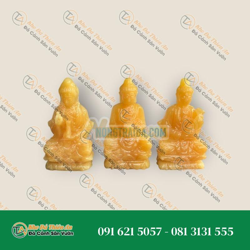 Bộ 3 Tượng Tam Thế Phật Tây Phương Tam Thánh Đá Ngọc Hoàng Long 12cm | Khodathienan.com