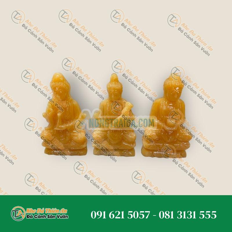 Bộ 3 Tượng Tam Thế Phật Tây Phương Tam Thánh Đá Hoàng Long 20cm – May Mắn, Hạnh Phúc – Khodathienan.com