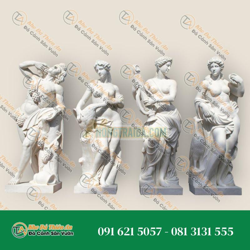 Bộ Bốn Tượng Hy Lạp – La Mã – Đá Cẩm Thạch Trắng Carrara – Khodathienan.com