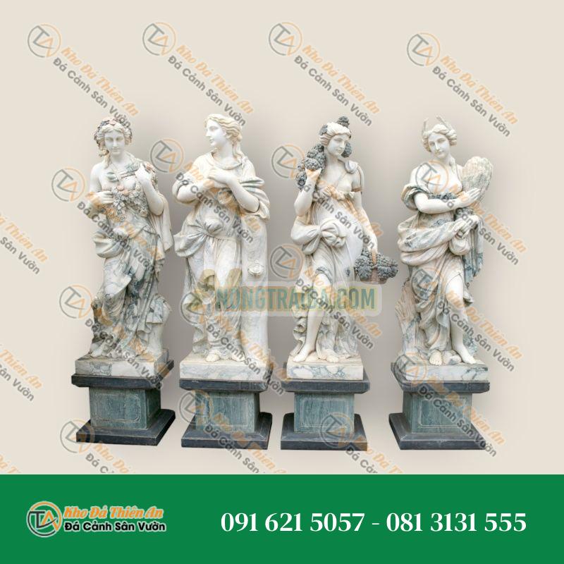 Bộ Tứ Mùa Đá Cẩm Thạch Trắng Carrara & Breccia – Kích Thước Lớn