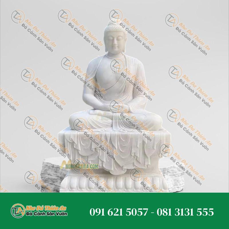 Bộ Tượng Dược Sư Đá Trắng Cẩm Thạch 42cm – Mang Lại Sức Khỏe & An Lành – Khodathienan.com